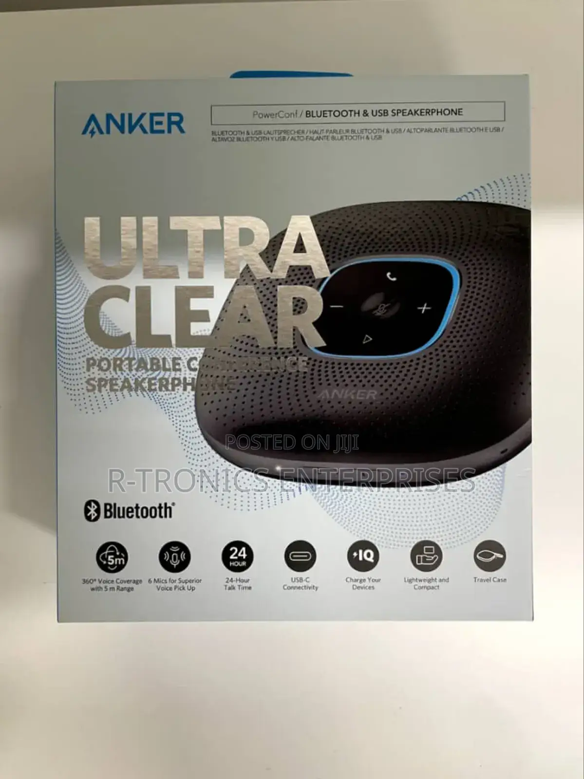 Anker Powerconf Speakerphone, Zoom Conference Speaker With 6 Mics,