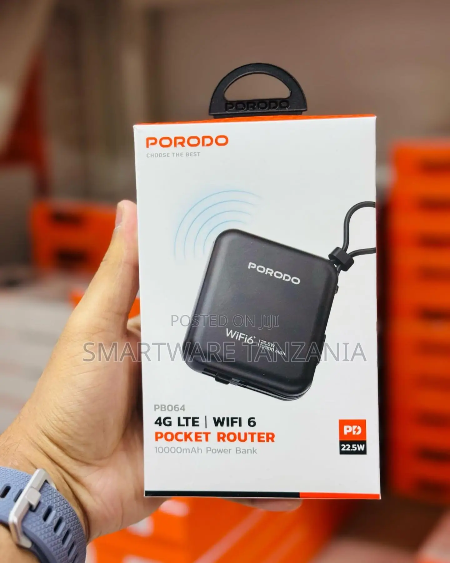 Porodo Pb064 4g Lte Wifi 6 Pocket Router 10000mah Power Bank 22.5w