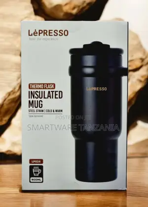 Lepresso Lp024 Insulated Thermo Flask Mug 900ml Steel Straw