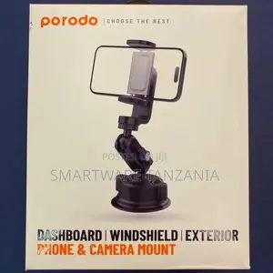 Porodo Dashboard Windshield Phone Camera Mount Suction Cup Holder