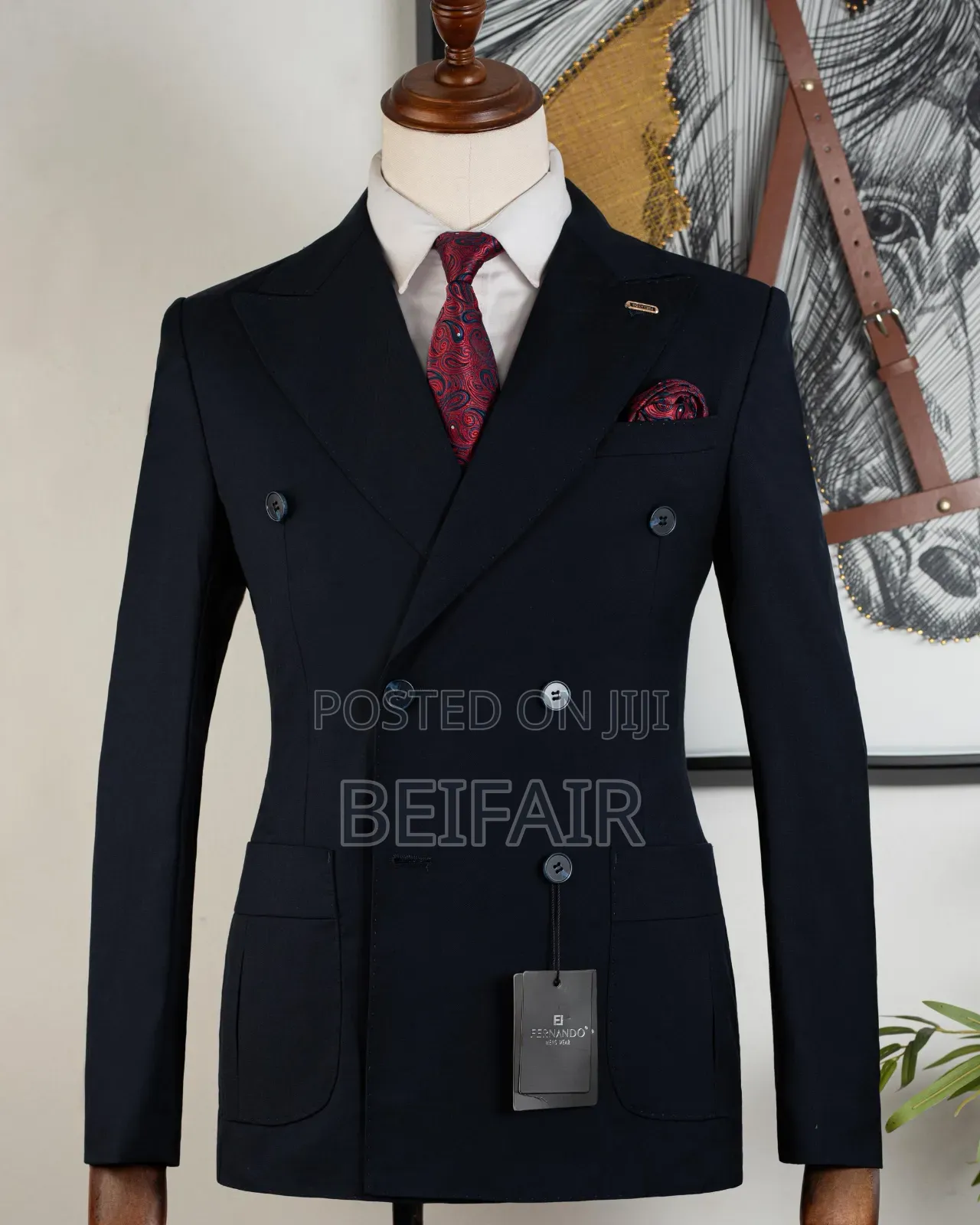 New Black Double Breasted Suit