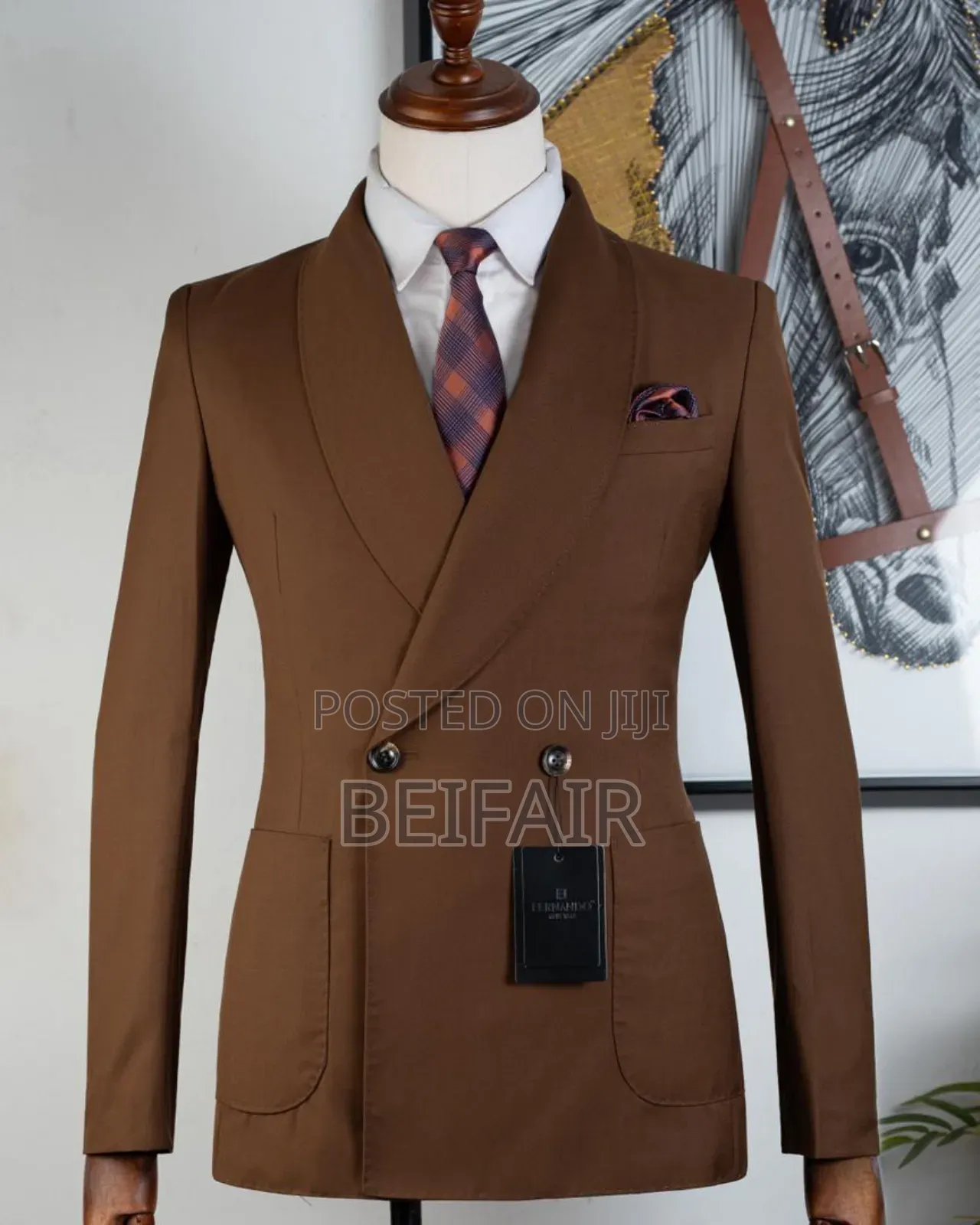 Outside Pockets Brown Suits