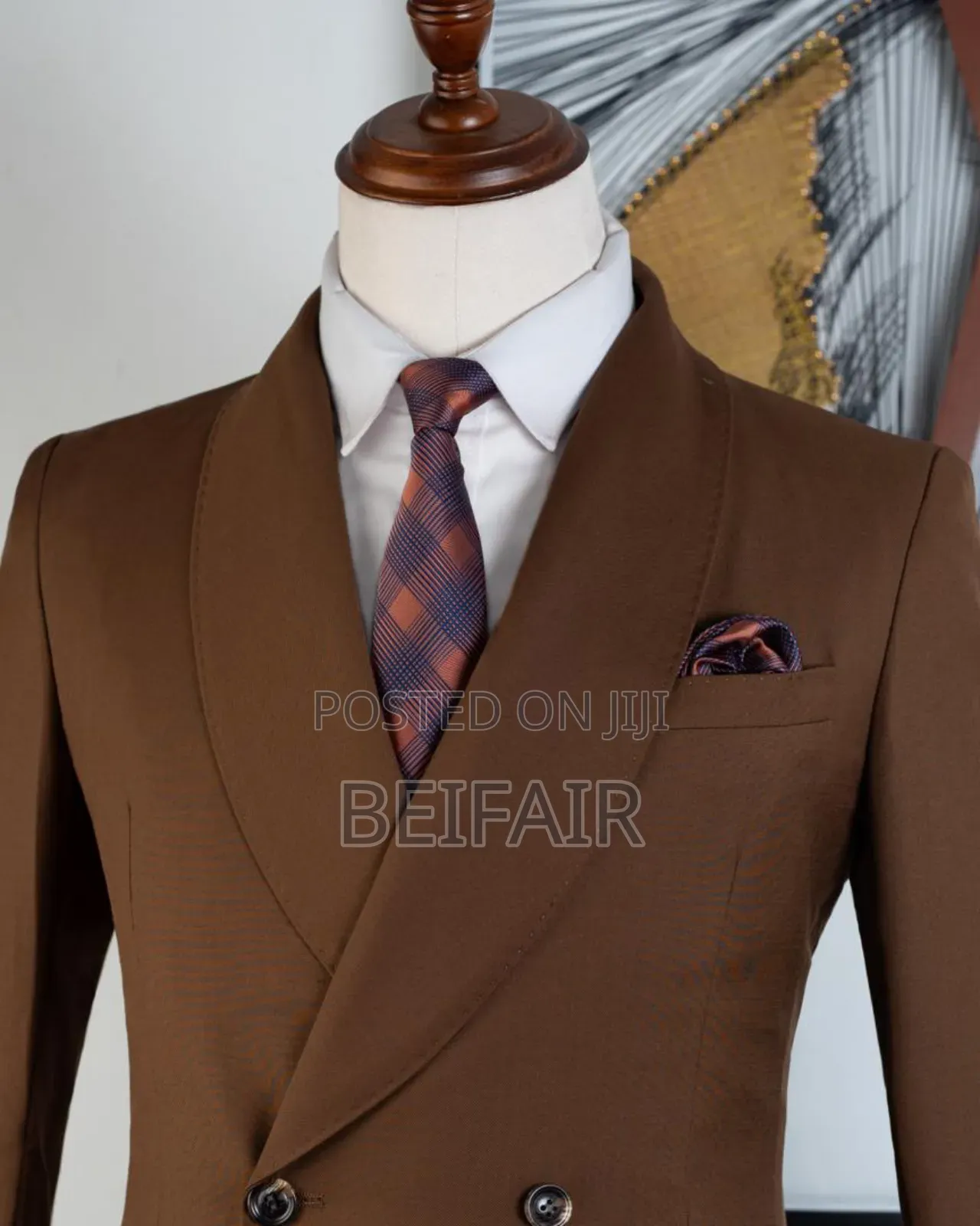 Outside Pockets Brown Suits