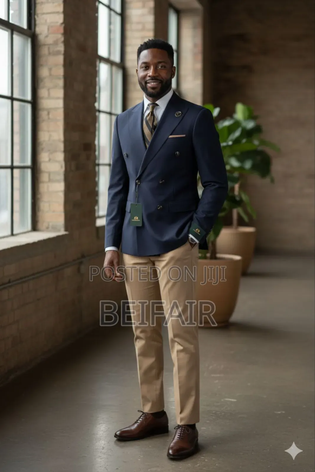 Dark Blue and Beidge Suit