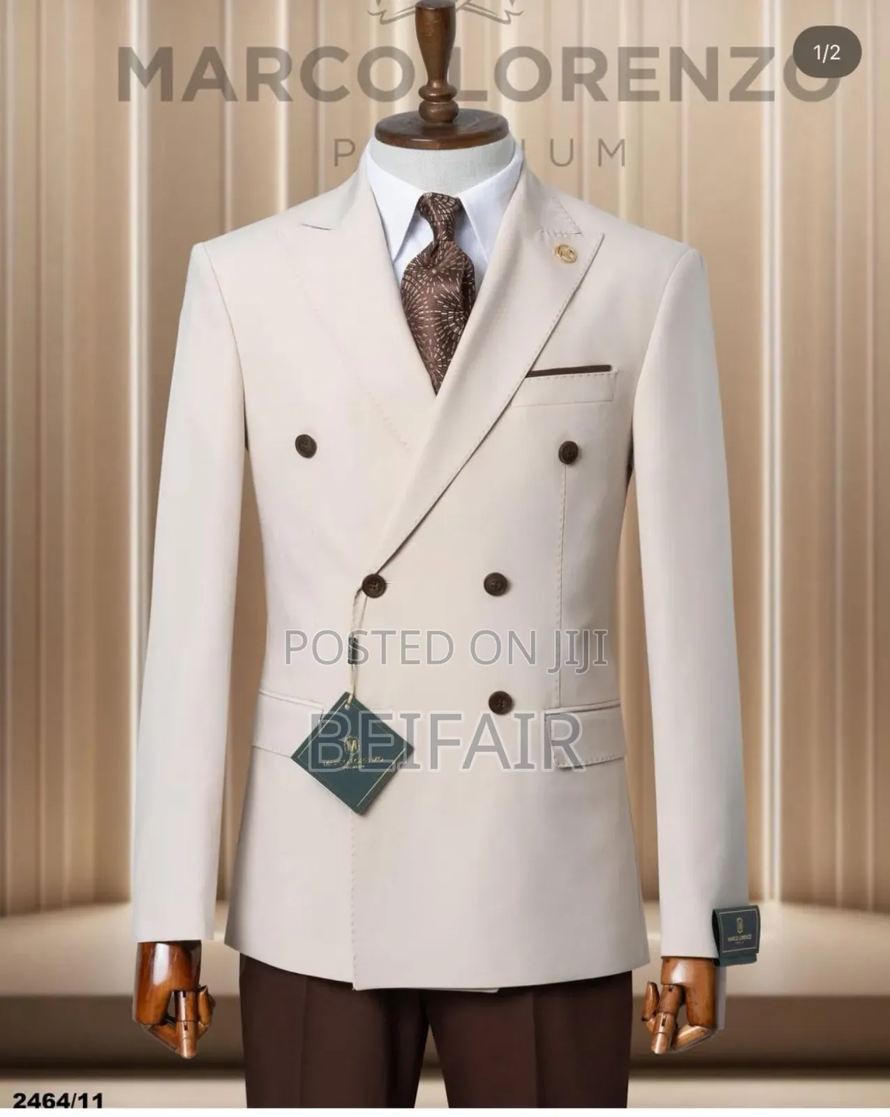 Off White and Brown Mix Suit