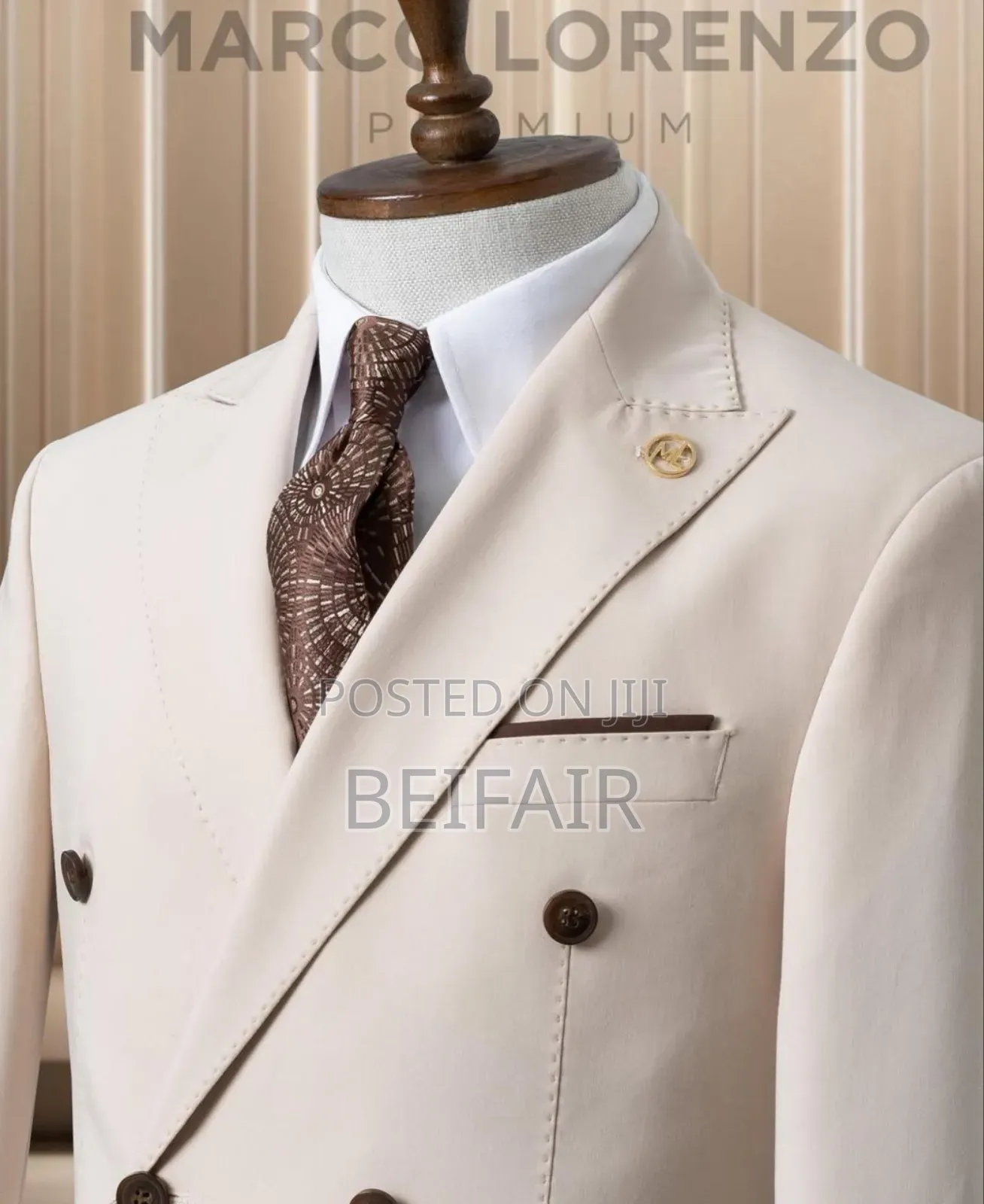 Off White and Brown Mix Suit