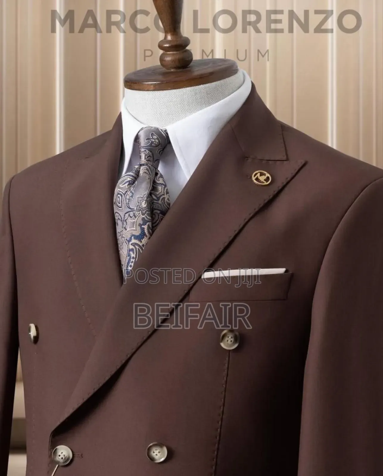 Brown Jacket Off White Trouser Mix Suit