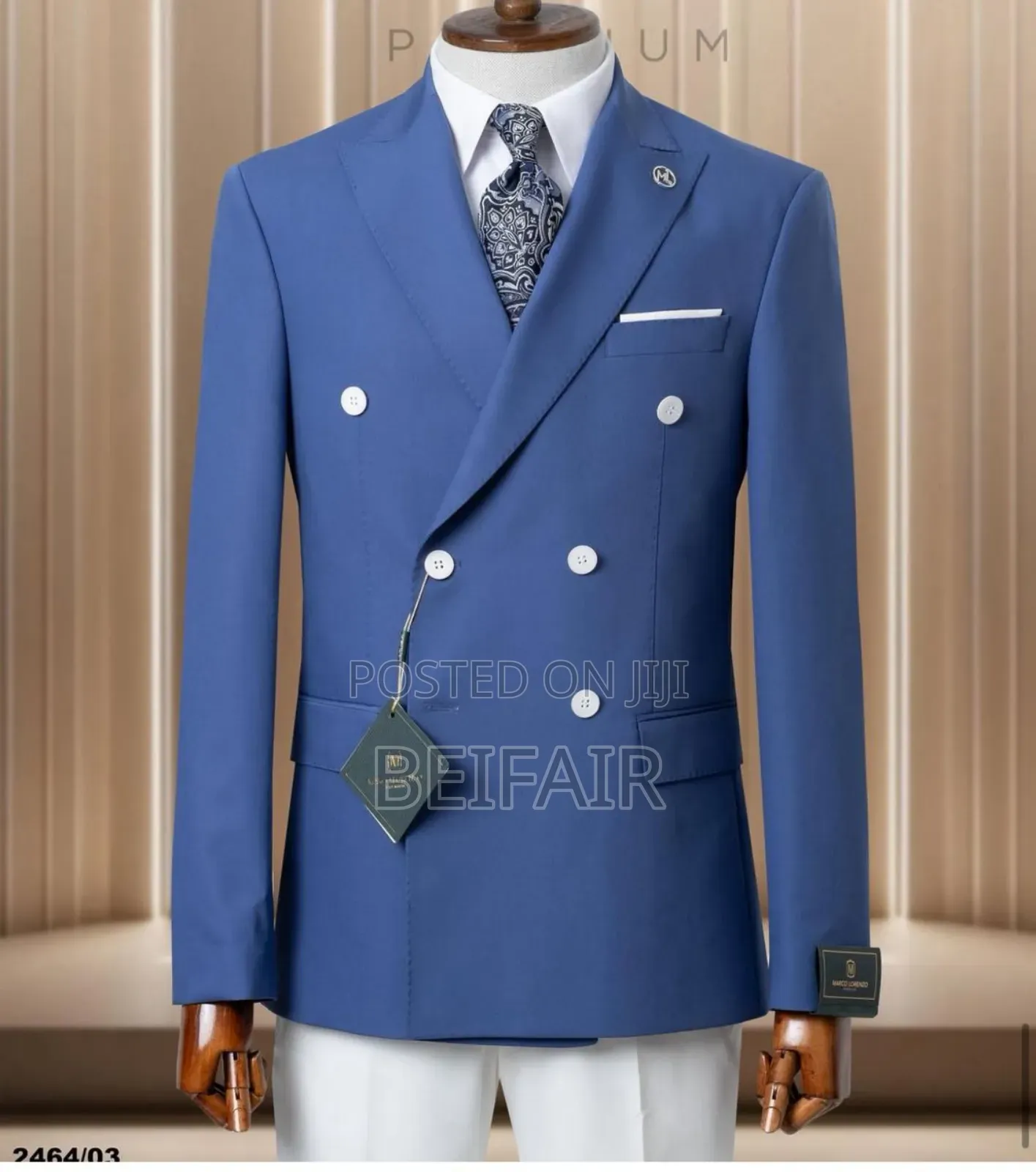 Blue Jacket White Trouser Suit