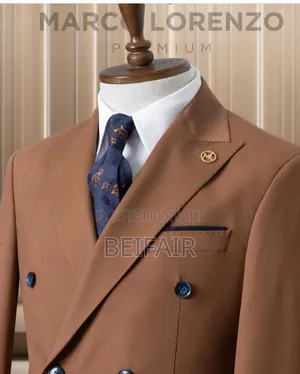 Brown Jacket Dark Blue Trouser Suit