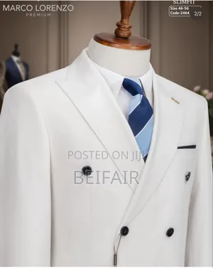White and Dark Blue Jacket and Blue Suit