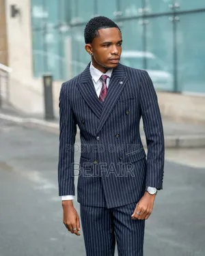 Elegant Blue Suit With Stripes