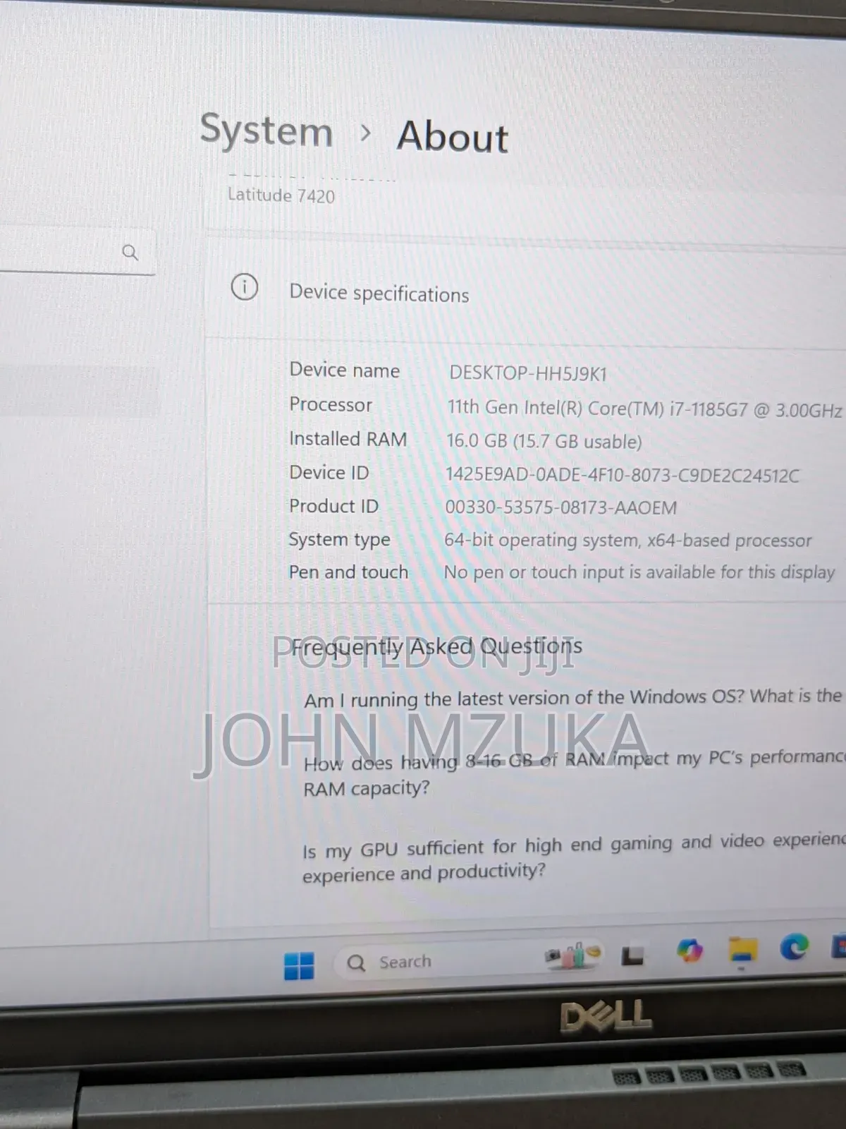 Laptop Dell Latitude 7420 16GB Intel Core I5 SSD 512GB