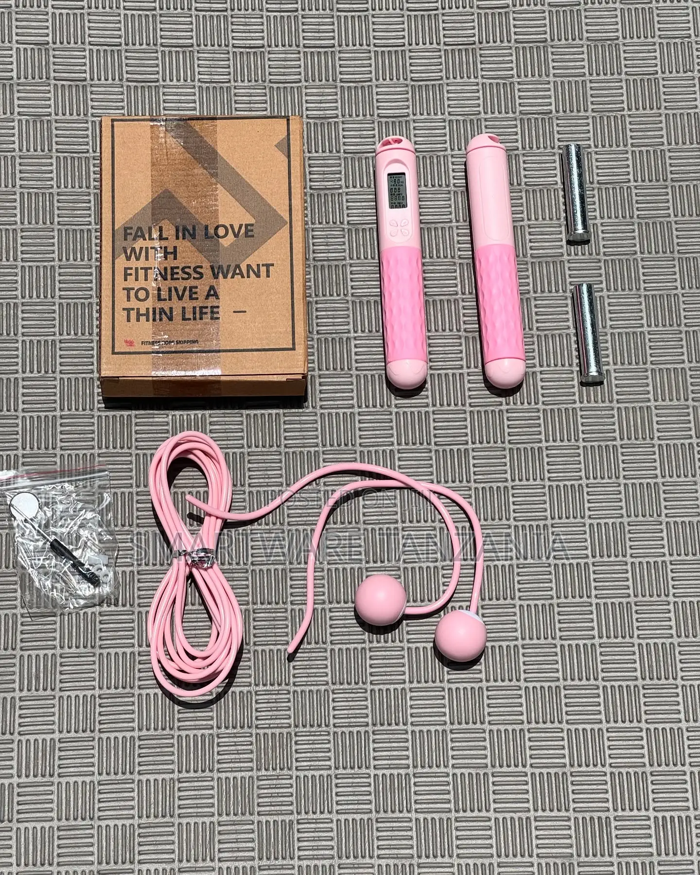 Digital Counting Jump Rope Set With Weighted Handles Pink
