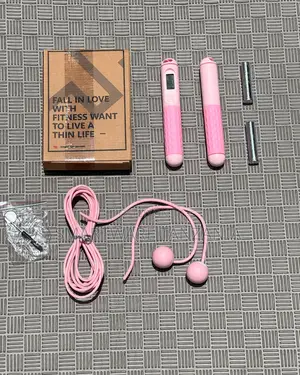 Digital Counting Jump Rope Set With Weighted Handles Pink