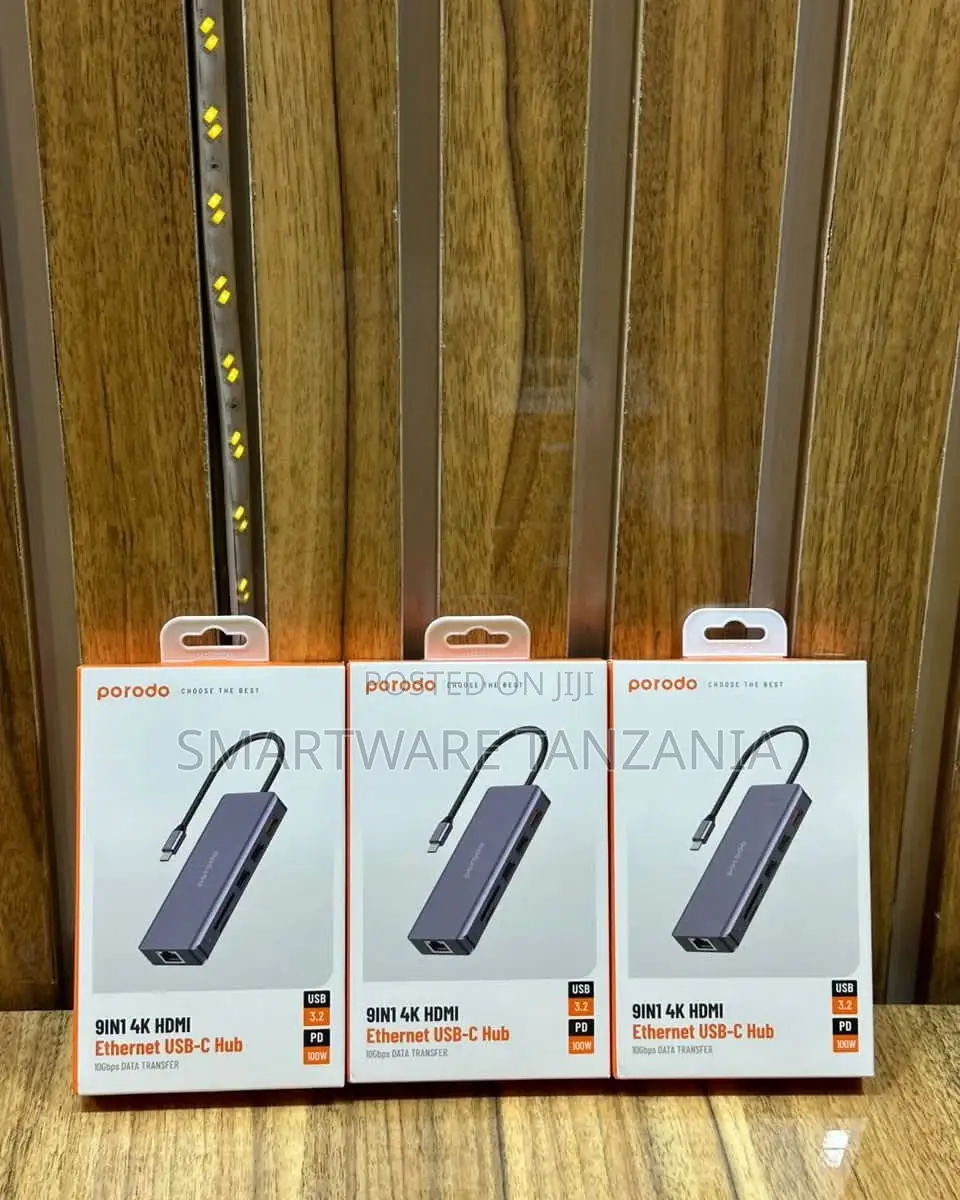 Porodo 9in1 Usb-C Hub Hdmi Ethernet Adapter Pd 100w Data Transfer