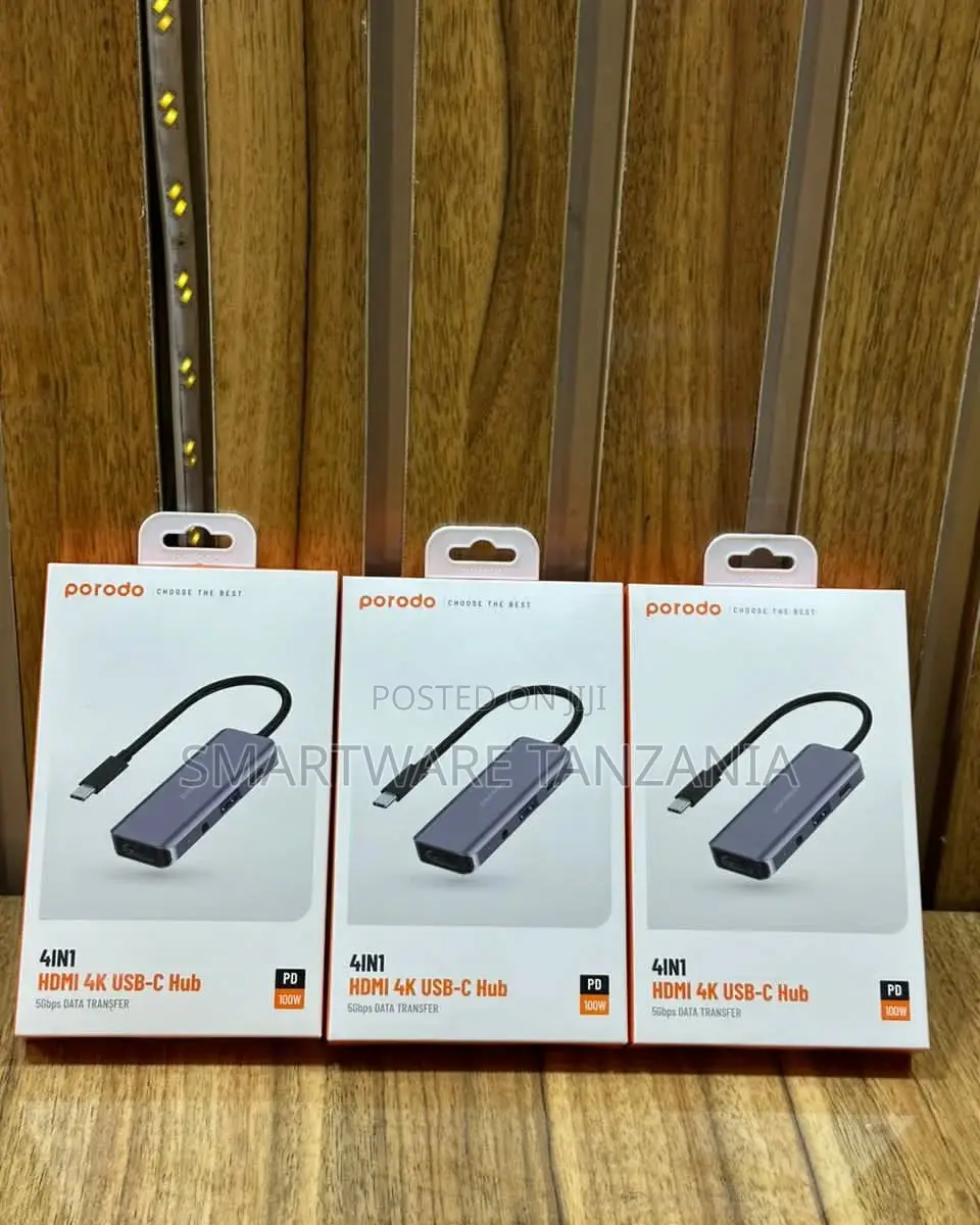 Porodo 4in1 Hdmi Usb-C Hub Adapter Pd 100w 5gbps Data Transfer Port