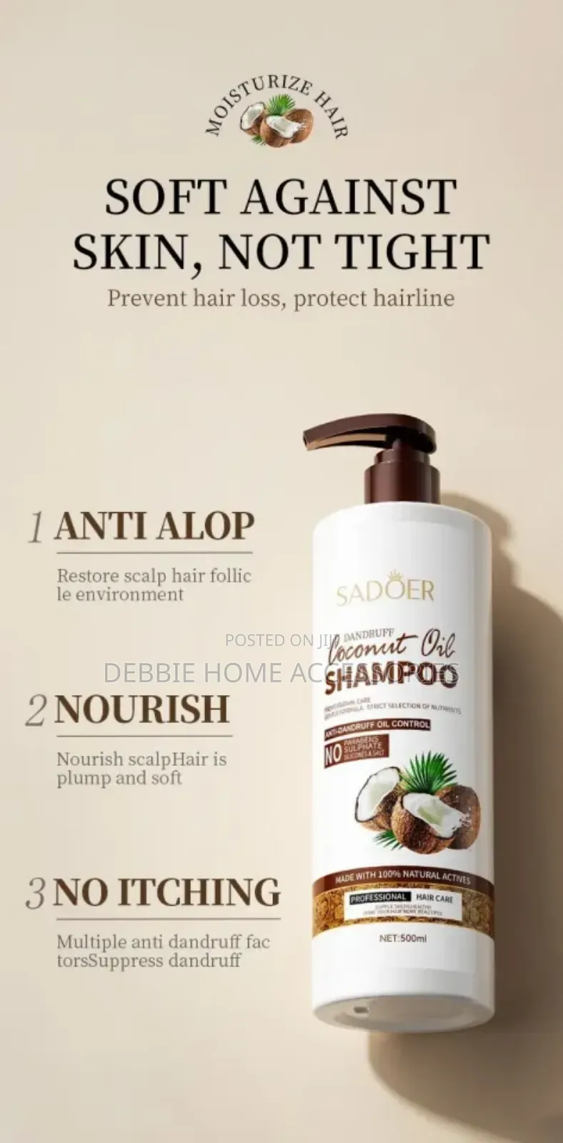 Sadoer Coconut Oil Shampoo Bottles.