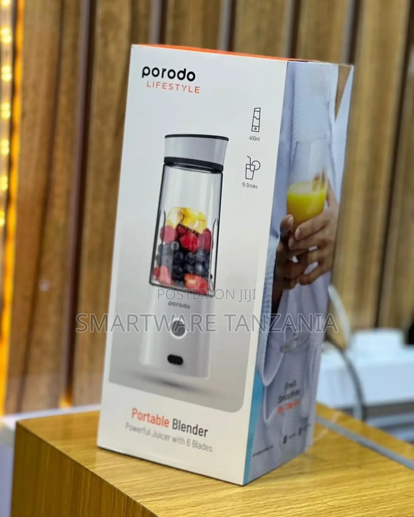 Porodo Portable Blender 400ml Rechargeable 6-Blade Juicer Usb Mixer