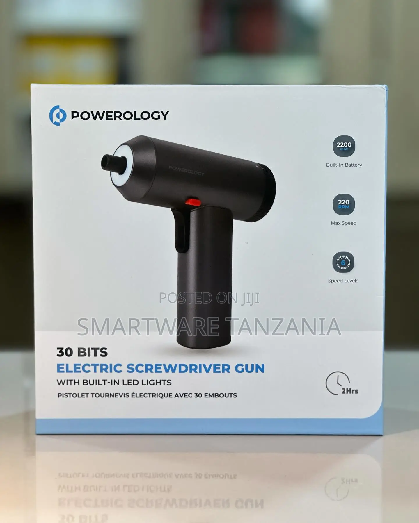 Powerology Electric Screwdriver 30 Bits 2200mah 220 RPM Led Light