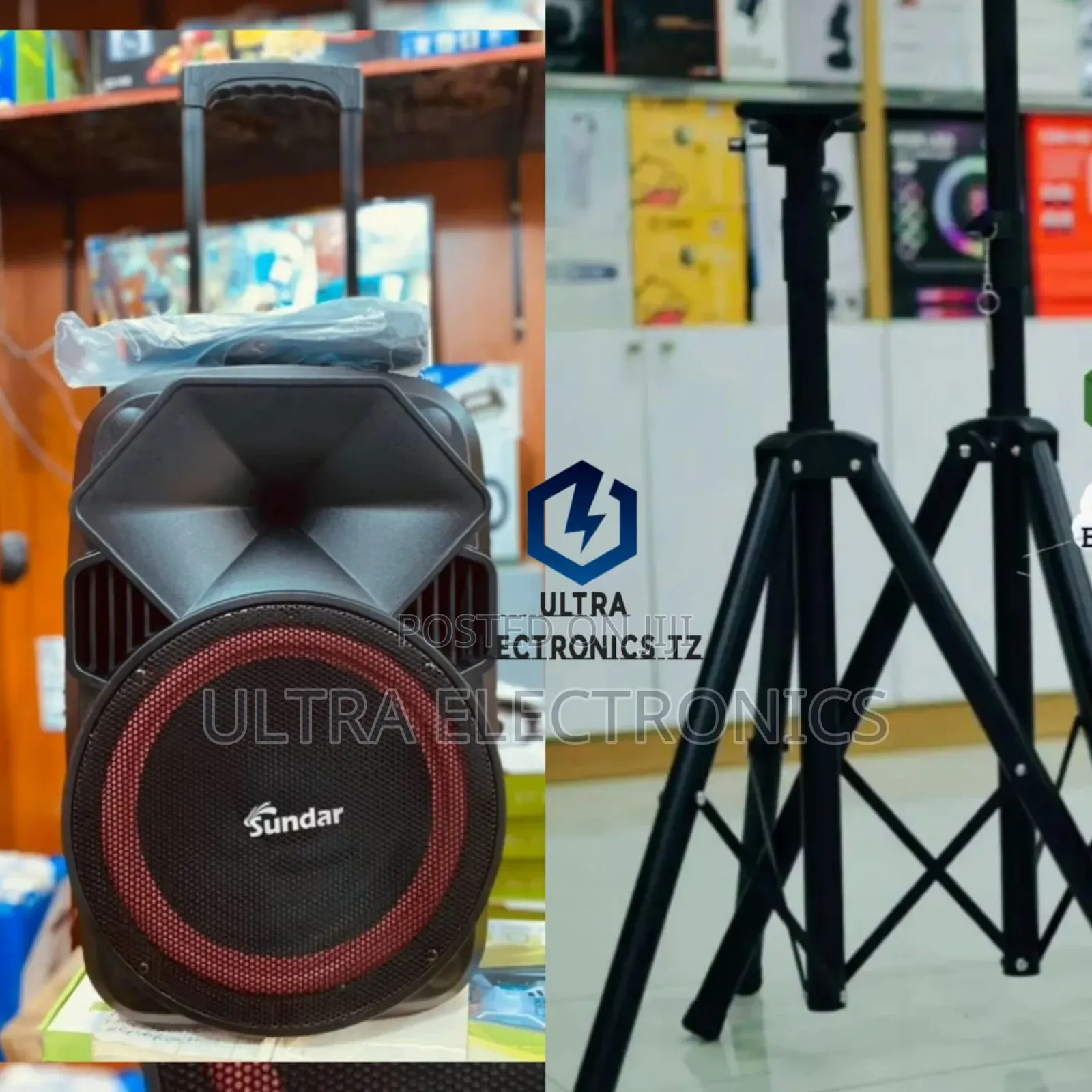 Sundar Portable Rechargeable Speaker 10inch With Stand and Mic