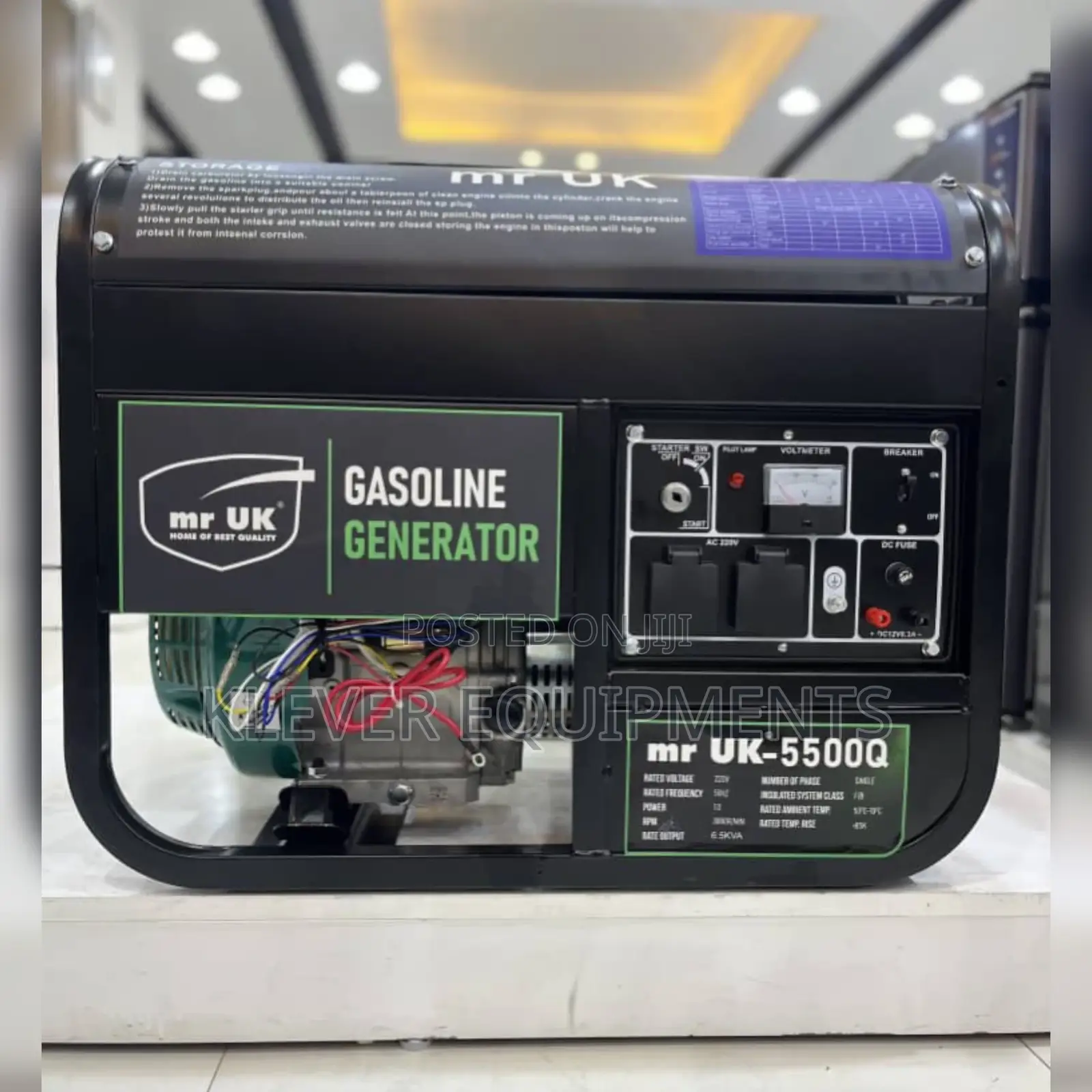 Mr Uk Generator Model: Uk5500q 6.5kva