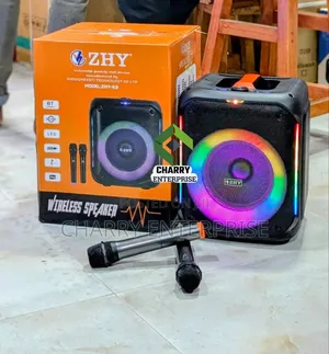 Zhy Rechargeable Wireless Speaker With 2 Mic Kwa Matangazo N.K
