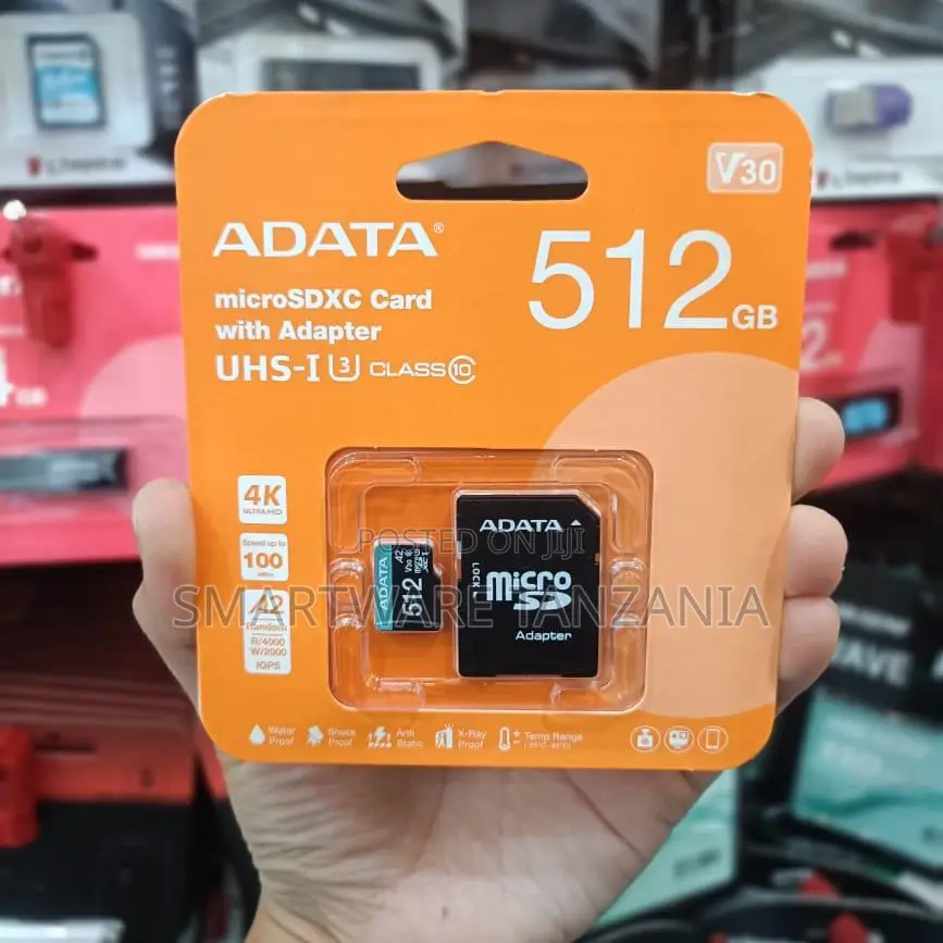 Adata 512gb Microsdxc Uhs-I U3 Class 10 V30 Card With Adapter