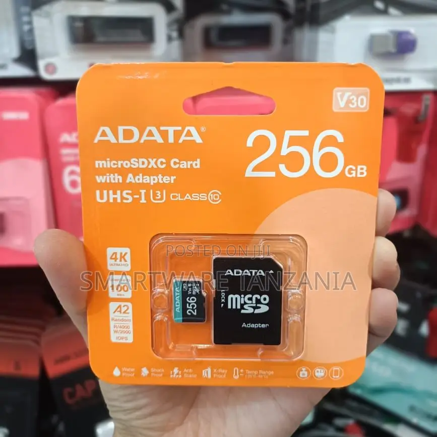 Adata 256gb Microsdxc Uhs-I U3 Class 10 V30 Card With Adapter