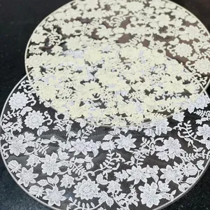 PVC Table Mats With a White, Floral Lace-Like Design-6pcs
