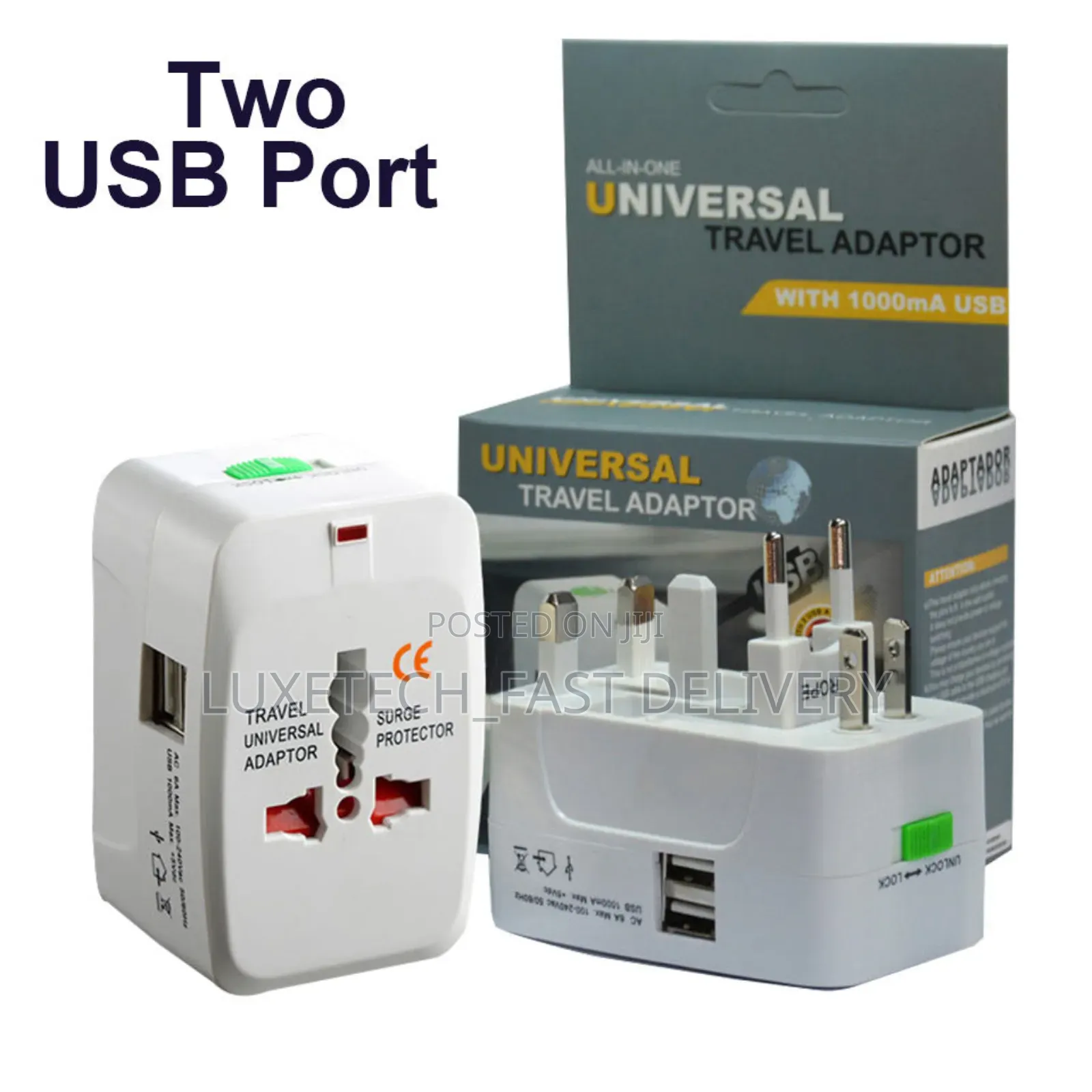 Universal Travel Adaptor With Dual Usb Charging Ports