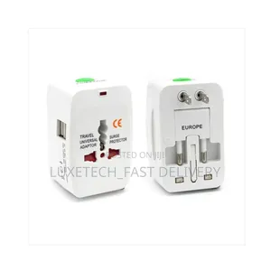 Universal Travel Adapter With Dual Usb Port (Built-in Surge Protector)