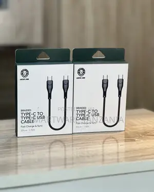 Green Lion Braided Usb-C to Usb-C Fast Charge Cable 30cm Short