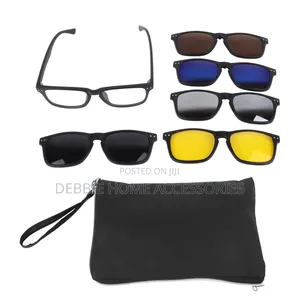 Set of 5-in-1 Magnetic Clip-on Sunglasses
