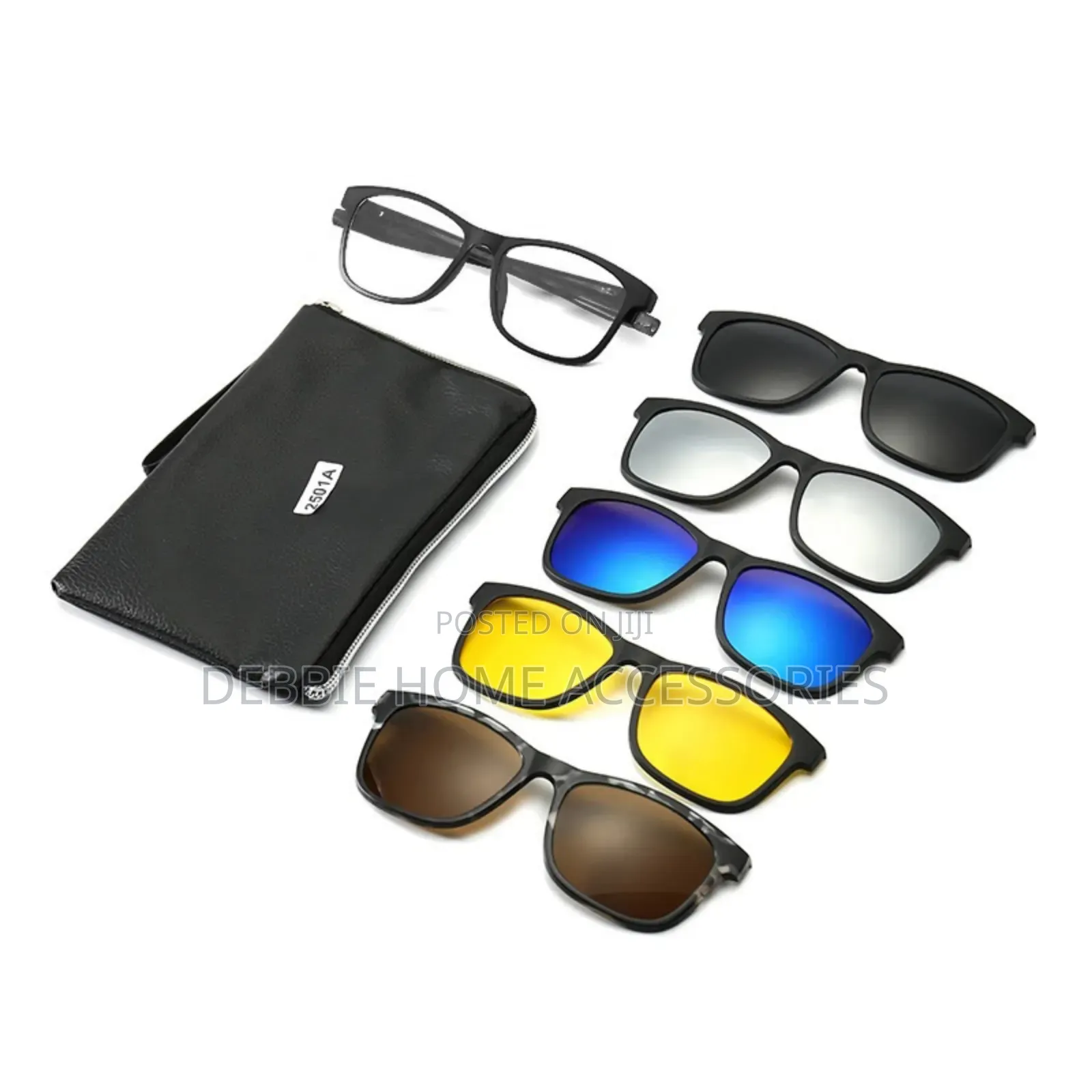 Set of 5-in-1 Magnetic Clip-on Sunglasses