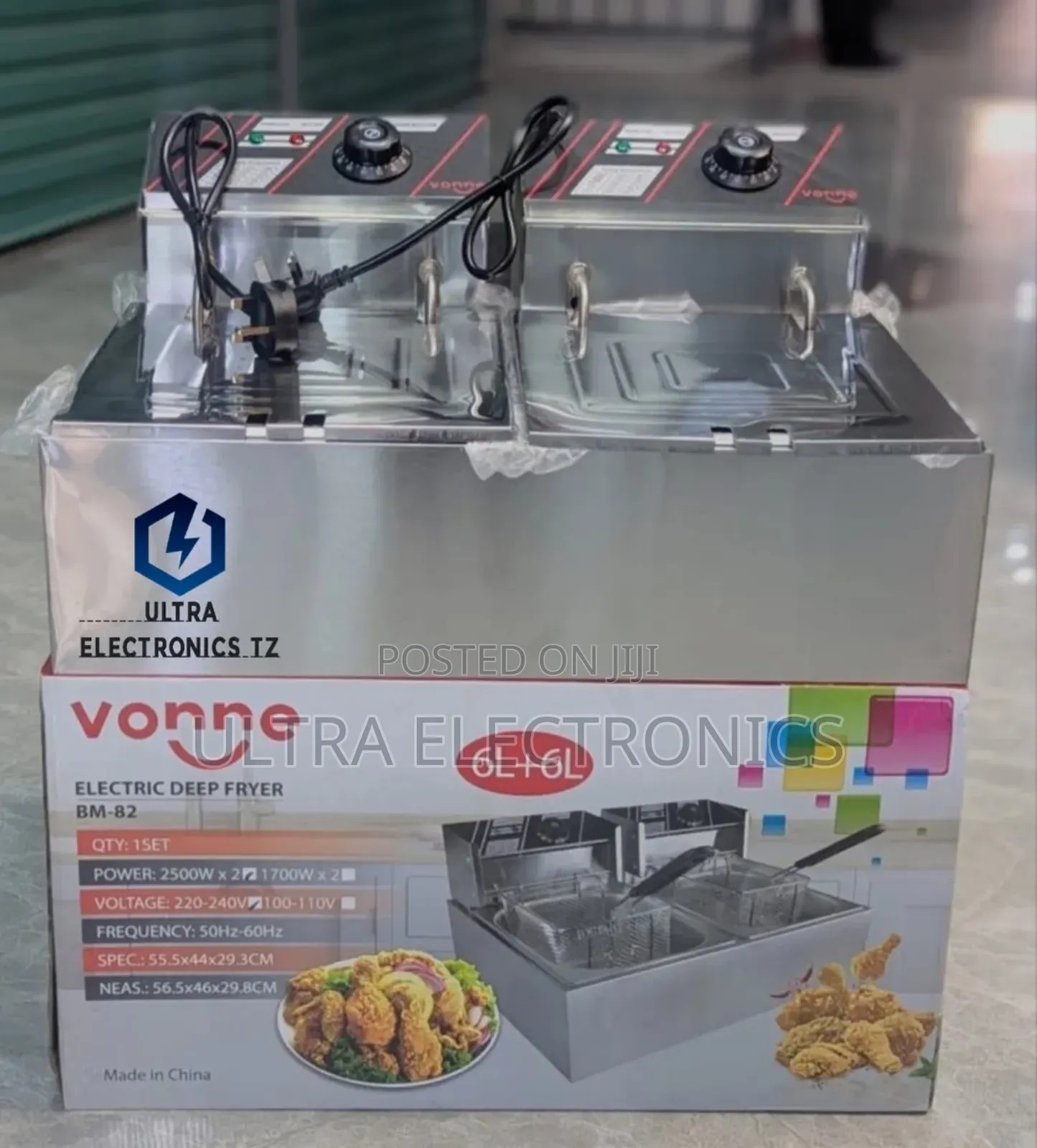 Vonne Electric Deep Fryer Double Plates Capacity :- 6l + 6l