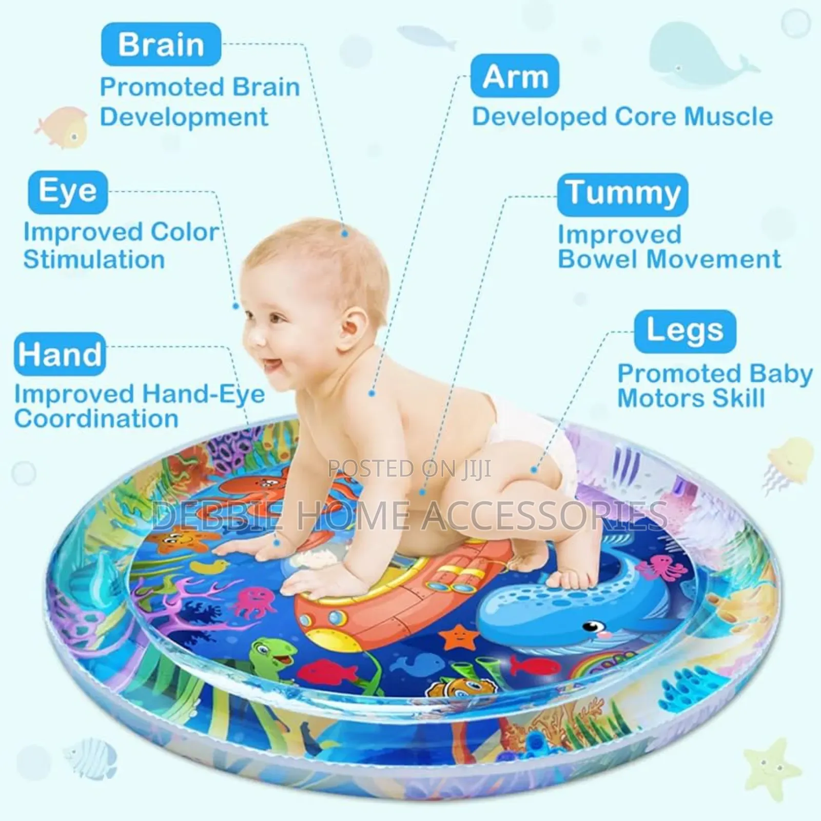 Inflatable Baby Tummy Time Water Play Mat.