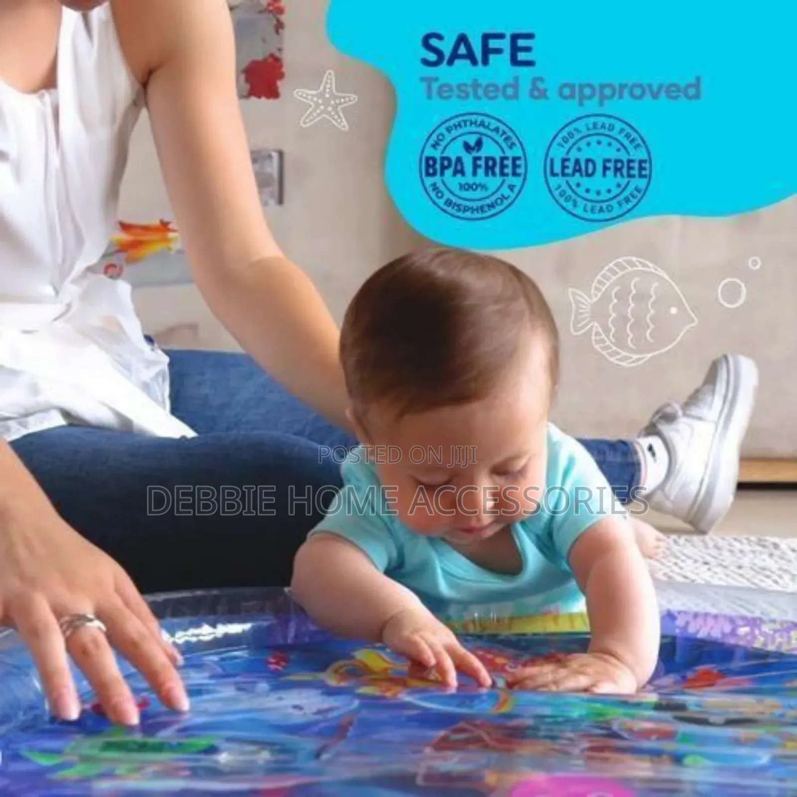 Inflatable Baby Tummy Time Water Play Mat.