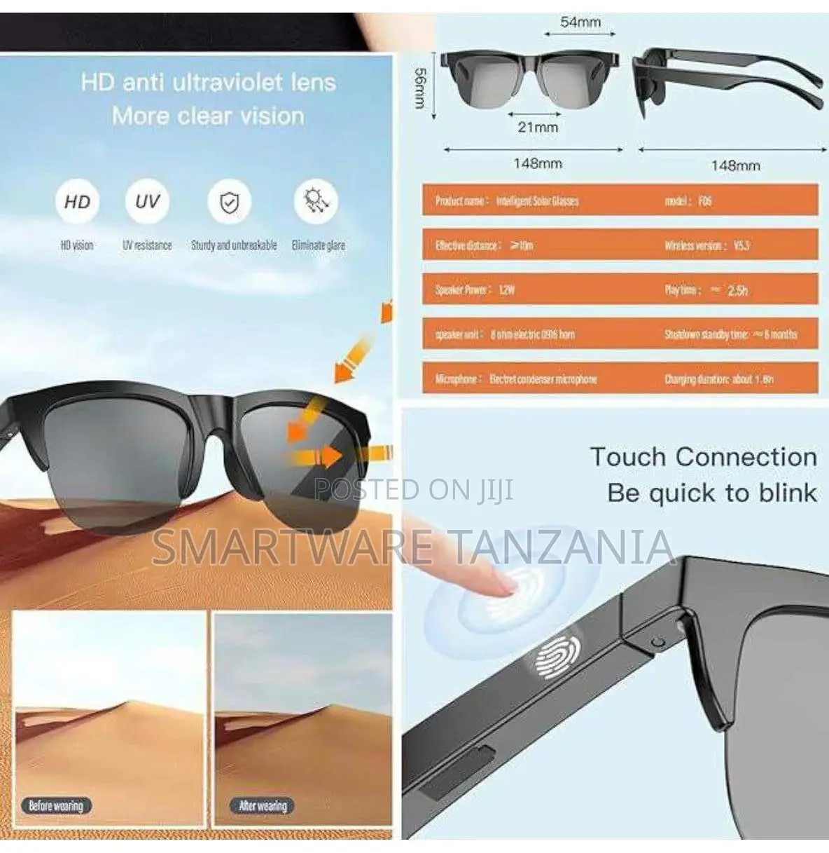 Yesido Io38 Smart Glasses Bluetooth Audio Hands-free Calling