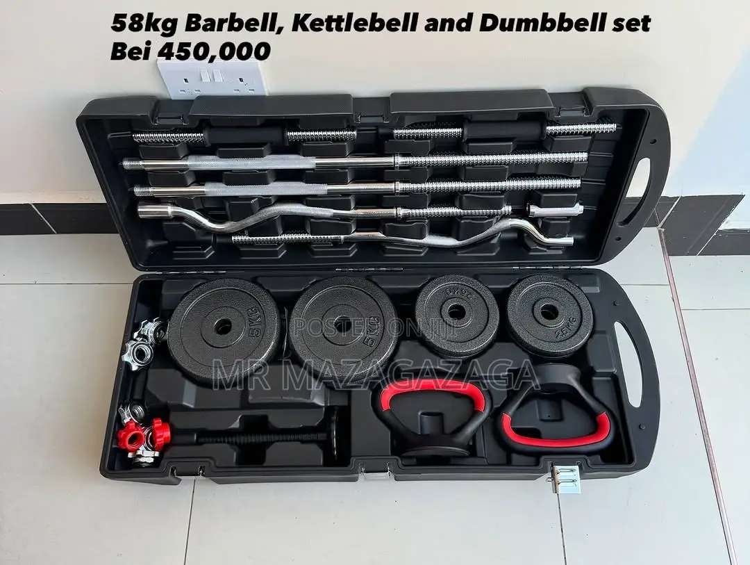 58kg Barbell, Kettlebell and Dumbbell Set