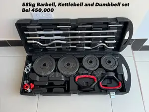 58kg Barbell, Kettlebell and Dumbbell Set