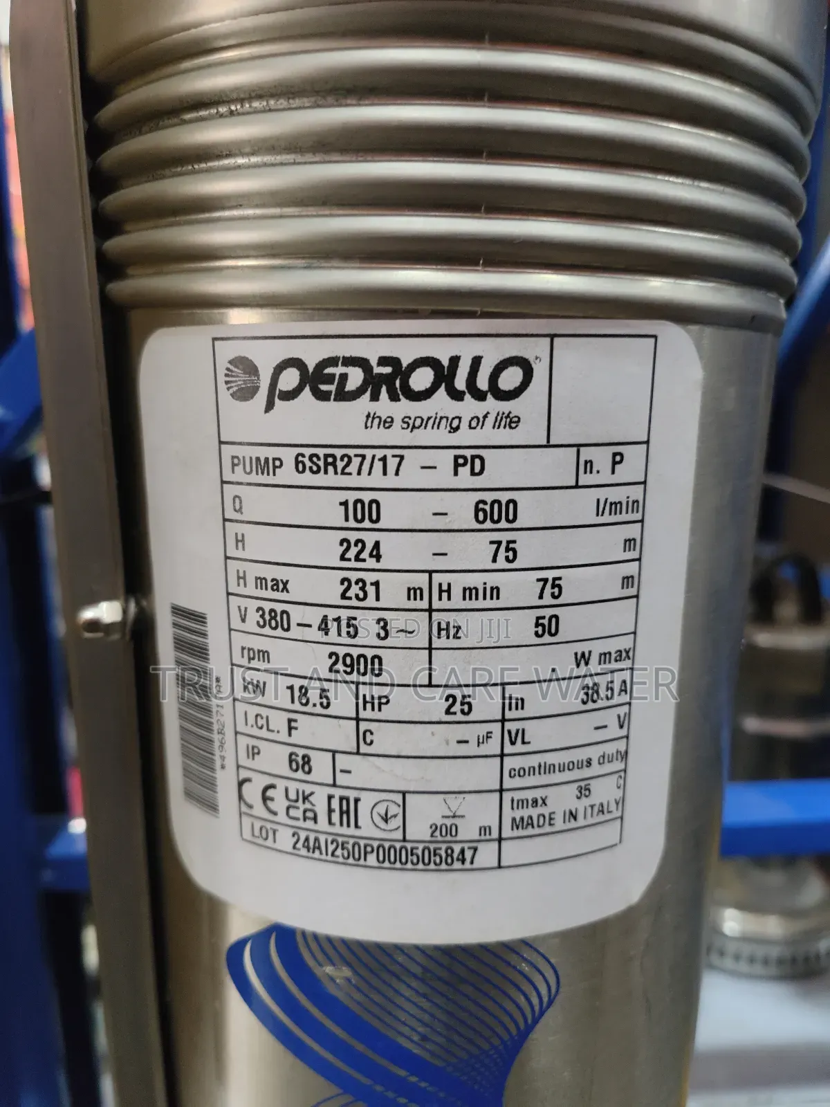 Pedrollo Submersible Pump 25hp 6sr27/17