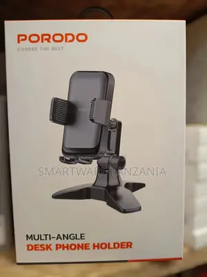 Porodo Multi-Angle Desk Phone Holder - Adjustable Stand Black