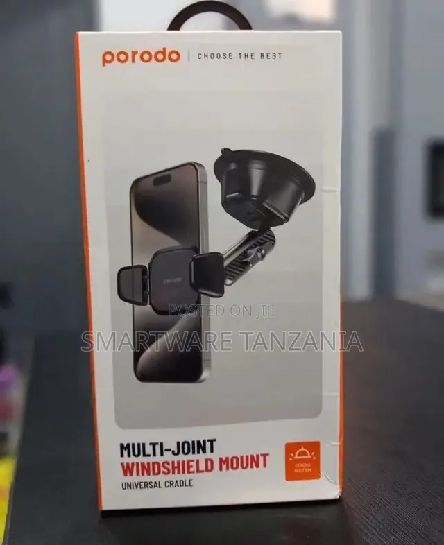 Porodo Multi-Joint Windshield Mount - Strong Suction Universal