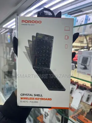 Porodo Crystal Shell Wireless Keyboard - 65 Keys Folding Design
