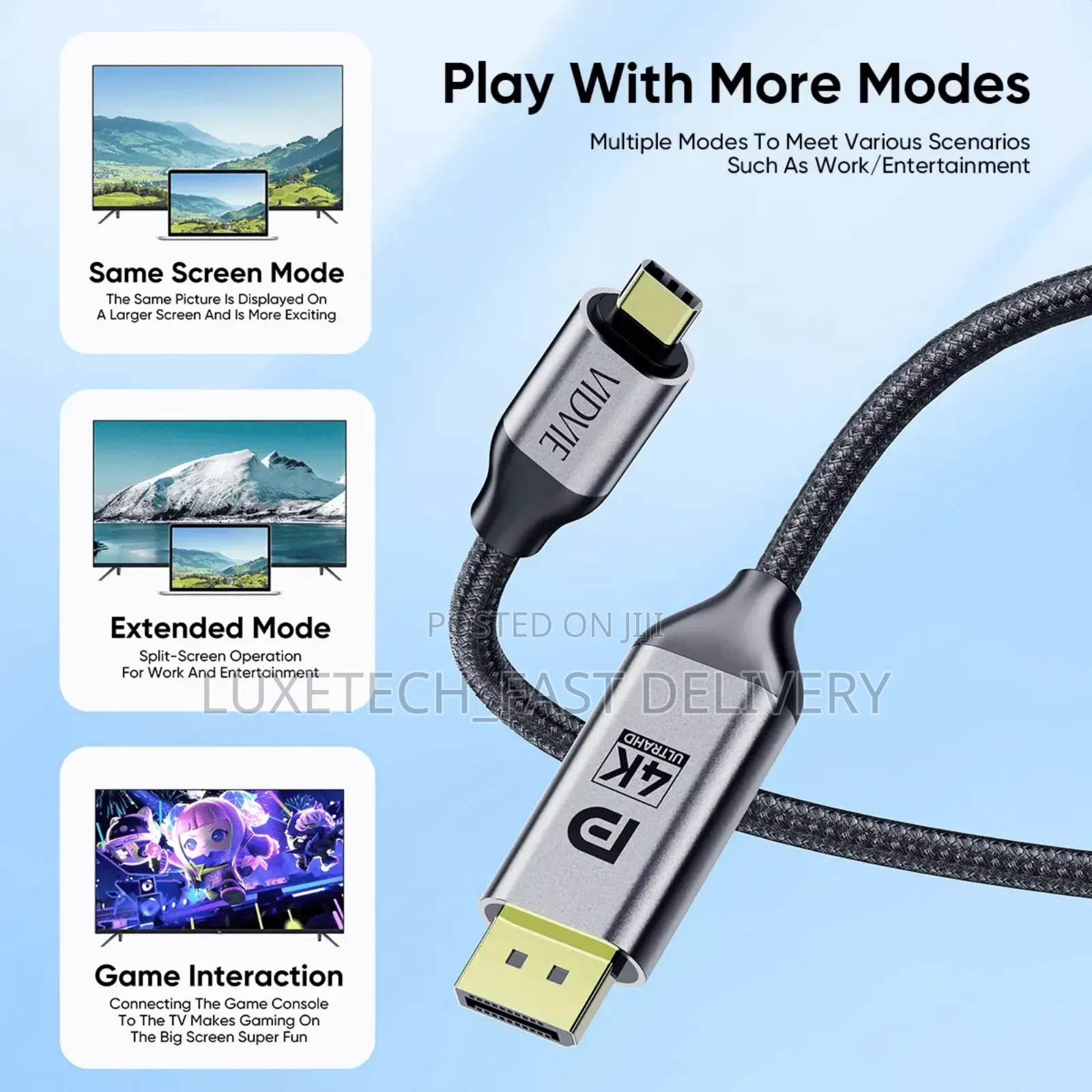 Vidvie Type-C to Displayport (Dp) High-Definition Cable 1 Meter