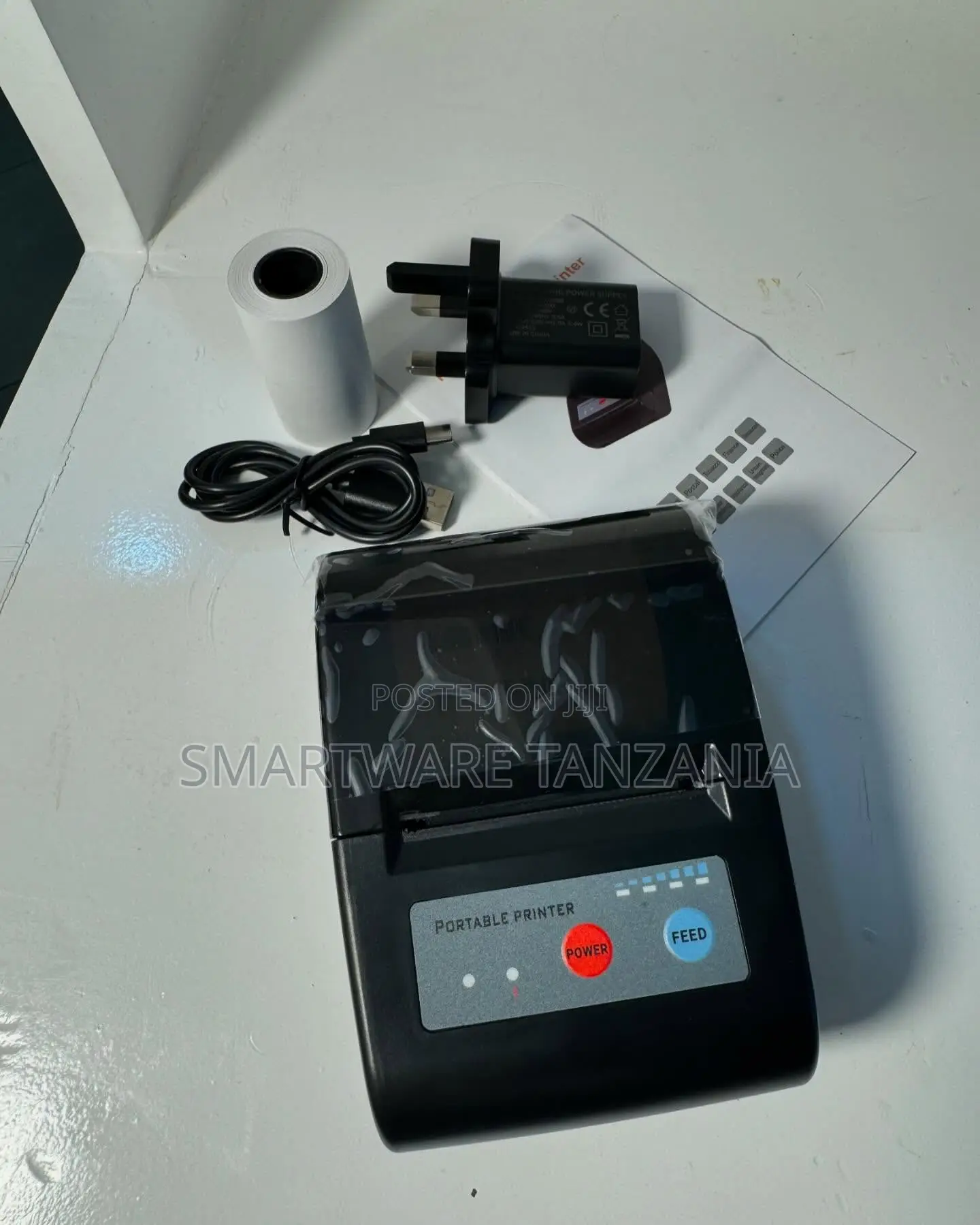 Portable Thermal Receipt Printer With Usb Cable and Adapter Kit