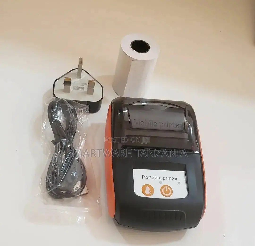 Compact Mobile Receipt Printer Package With Orange Accent Design