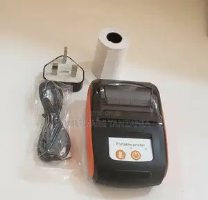 Compact Mobile Receipt Printer Package With Orange Accent Design