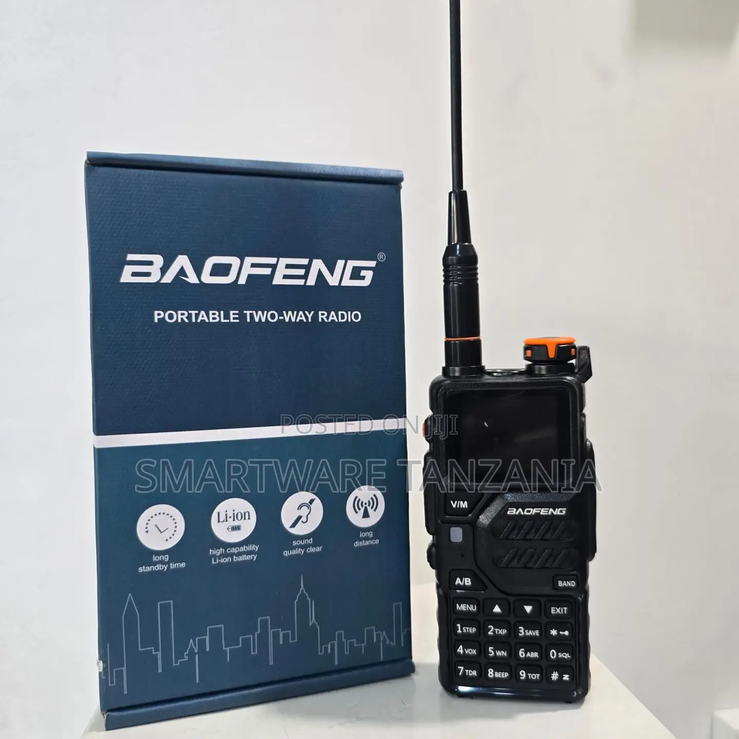 Baofeng Portable Two-Way Radio With Extended Antenna and Battery