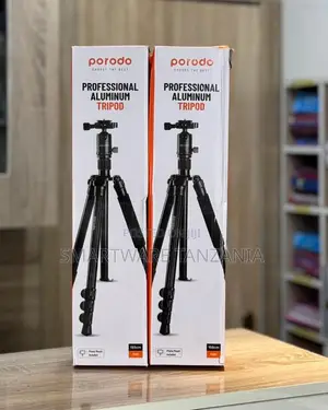 Porodo Professional Aluminum Tripod 155cm - Phone Mount Included
